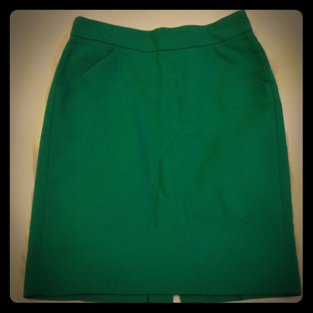 Green J Crew pencil skirt